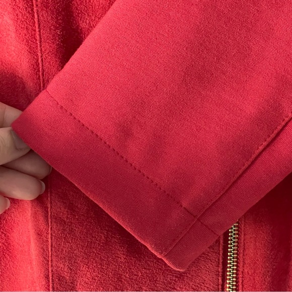 IMAN Genuinely suede leather jacket in red with adjustable waist ties size M - Picture 7 of 10